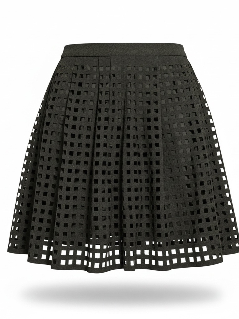 Reiss Black Laser-Cut Circle Skirt
